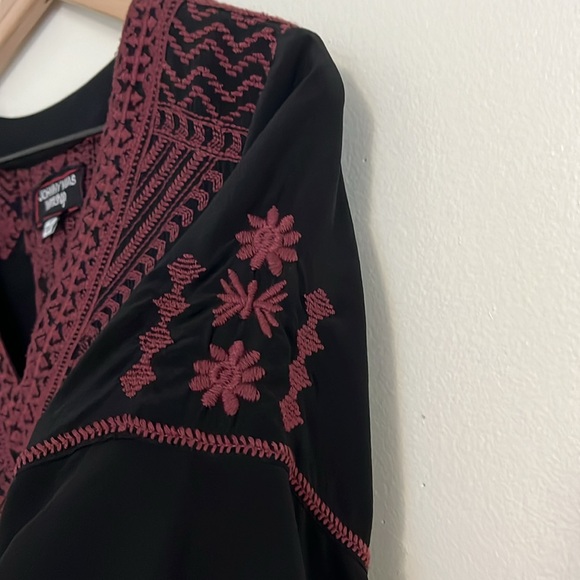 Johnny Was Workshop Gene Swing Blouse, Embroidered Silk Bell Sleeve Top - Picture 6 of 11